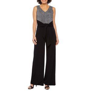 NWT BLACK & SILVER SLEEVELESS BELTED JUMPSUIT BY R & K (6)